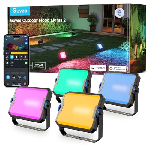 govee outdoor led strahler 48w rgb flutlicht ip66 wasserdicht 4000lm kompatibel mit alexa