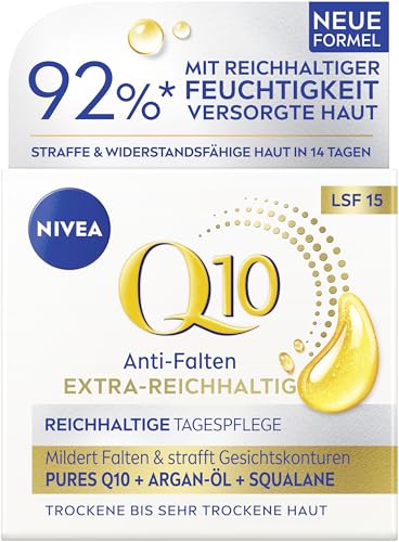 nivea q10 gesichtscreme mit lsf 15, straffende pflege für trockene haut, 50 ml