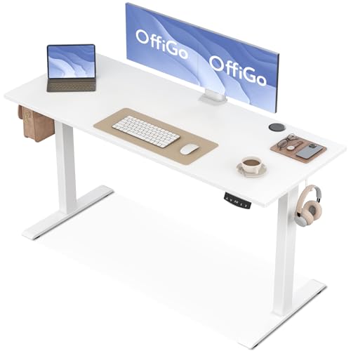 h Höhenverstellbarer offigo schreibtisch 140 cm elektrisch ergonomisch mit memory-funktion gaming tisch weiß