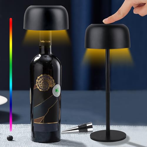 Ranjima LED touch tischlampe dimmbar kabellos warmweiß RGB flaschenlicht usb wiederaufladbar