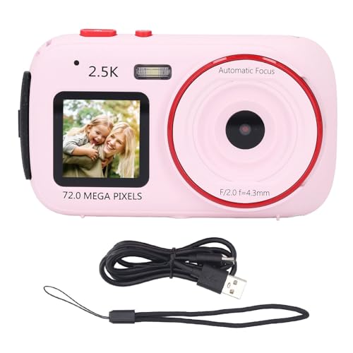 digitalkamera für kinder 72 mp, 16x zoom, anti-shake, kompakt, tragbar, rosa