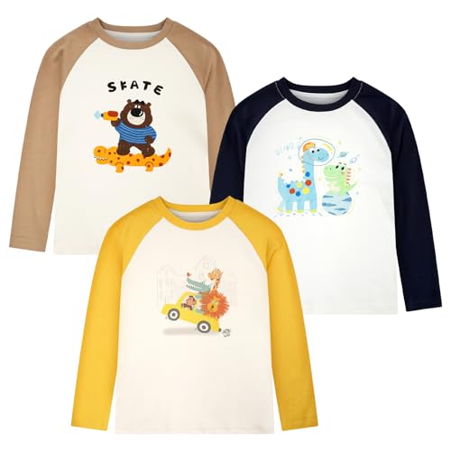 jiAmy langarmshirts für kleinkinder jungen mädchen 3er pack Baumwolle 3-4 jahre