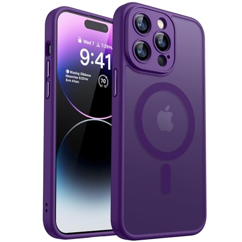 canshn iPhone 14 Pro Case mit kamer Schutz, magsafe, stoßfest, dunkel lila