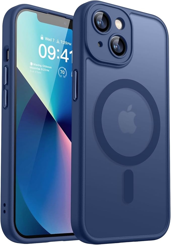 CANSHN iPhone 13 Hülle mit Kameraschutz für MagSafe, stoßfest, dunkelblau