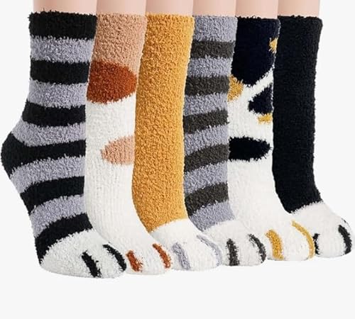 daklunar kuschelsocken damen, haussocken 36-42, warme socken, weihnachtssocken, katzenpfoten