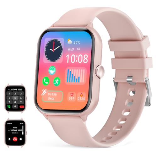 uhofit smartwatch fitness tracker mit telefonfunktion, 1.95 zoll, rosa