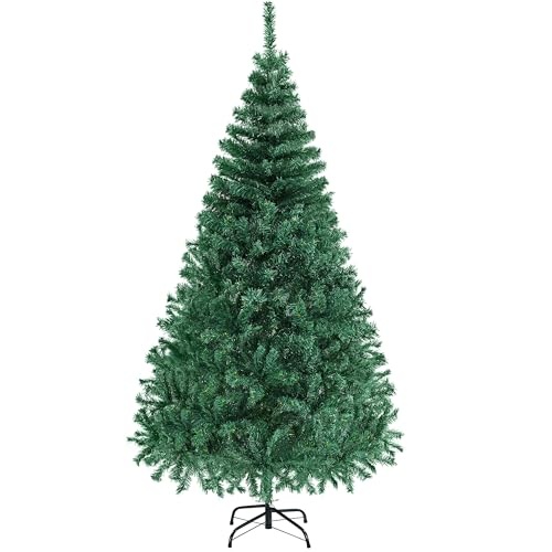 yaheetech künstlicher weihnachtsbaum 183 cm, schwer entflammbar, 598 spitzen, grün