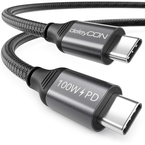 usb c kabel 1m deleycon pd3.0 100w ladekabel für iphone 16 15 pro max samsung galaxy s25 s24 s23 s22 pixel ipad pro macbook air tablets switch ps5