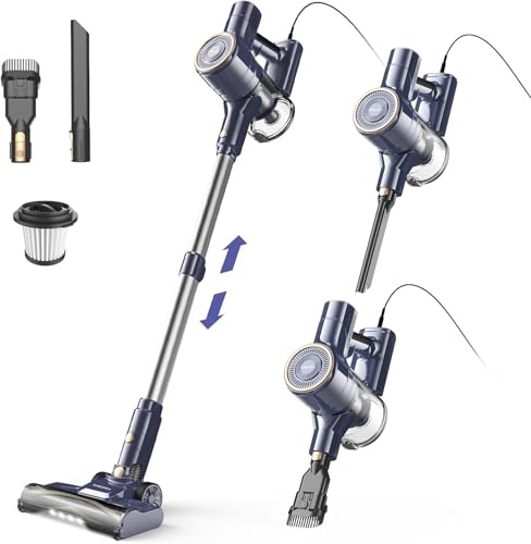 yisora staubsauger mit 23 kpa saugkraft, 600 w motor, kabel 6 m, beutellos, für harte böden und teppiche