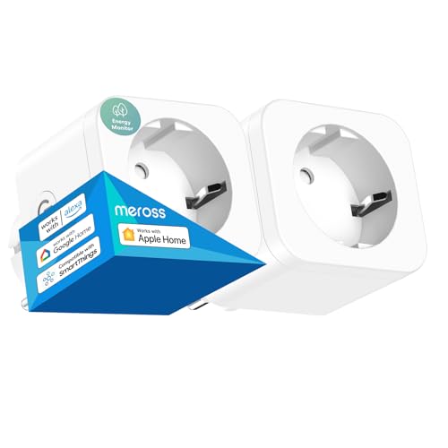 Produktbild: meross wlan steckdose 16a mit strommessung, smart home kompatibel mit alexa, google home, 2 stück
