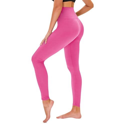 tnnzeet high waist leggings damen elastische sporthose gym kräftiges rosa 2xl