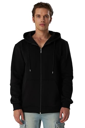 Smith & Solo Hoodie Herren Schwarz XL Reißverschluss Kapuzenjacke Regular Fit