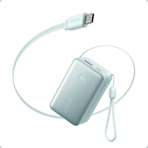 Anker Nano Powerbank 10.000mAh, 45W, mit 70cm InstaCord, Smart-Display für iPhone, iPad, Galaxy, Pixel