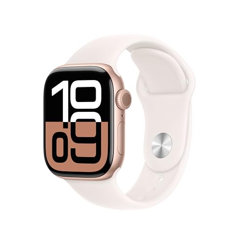 apple watch series 10 gps smartwatch 42 mm rosgold mit blassrosa sportarmband