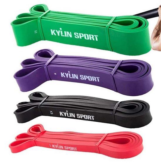 fitnessbänder set 4 teile mit verschiedenen widerständen für 9,99 euro