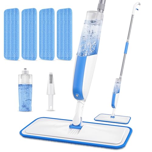 sprühwischer mit wassertank und 4 wischpads - mangotime wischmopp für bodenarten