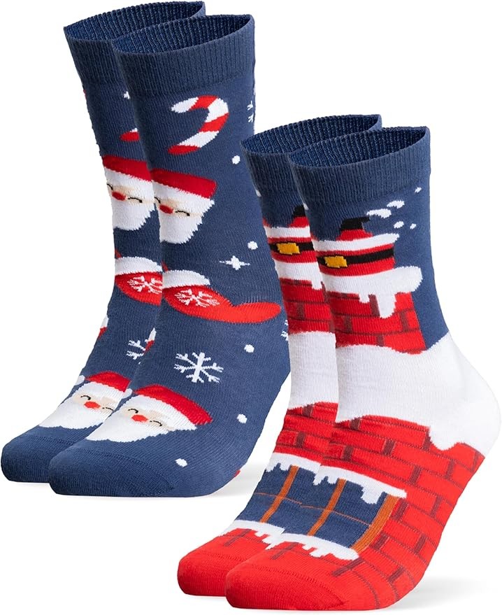 Produktbild: Weihnachtssocken Herren Damen 2er Pack Santa Blau 43-46