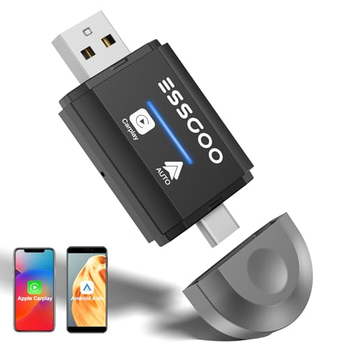 essgoo carplay wireless adapter für android auto und apple carplay 2-in-1 typ-c usb