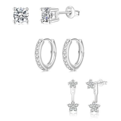 EXGOX ohrringe silber 925 set 3 paar creolen hypoallergen für damen goldohrringe kleinstück