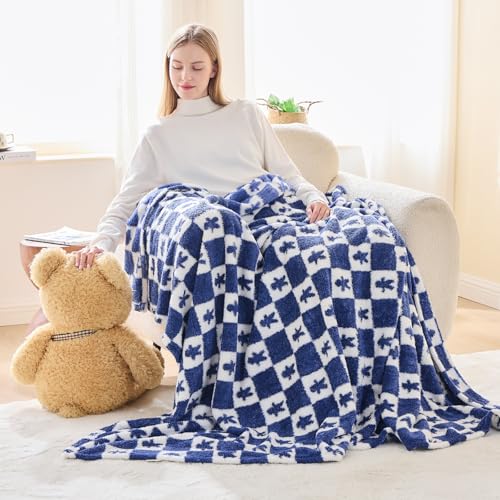 emee kuscheldecke sherpa lebkuchenmann marineblau 130 x 150 cm fleece wolldecke couchdecke