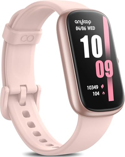 anyloop fitness tracker, smart watch damen herren, herzfrequenz spO2 schlafmonitor, ip68 wasserdicht, 20 sportmodi, rosa