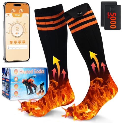 beheizbare socken 5v 5000mah wiederaufladbar mit app steuerung für herren und damen, ideal für wandern, ski, camping, jagd