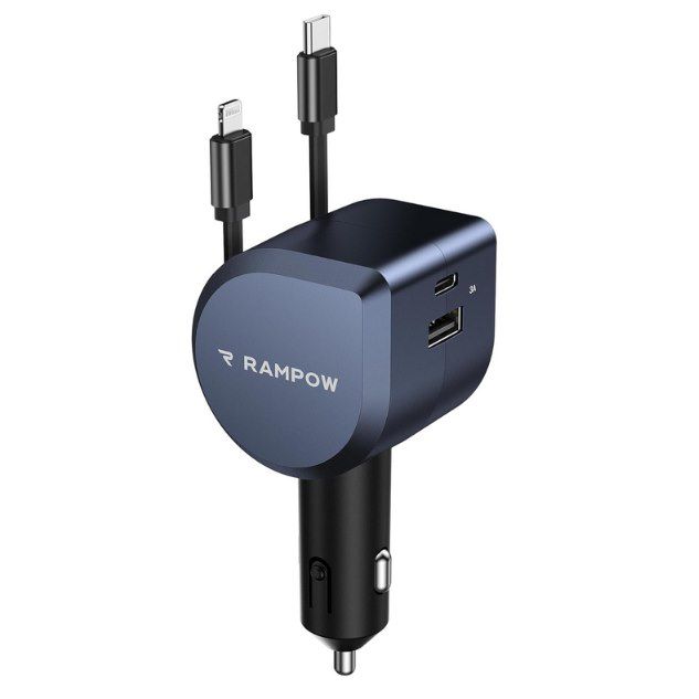 rampow 100w kfz ladegerät mit ausziehbarem kabel für 19,99 euro