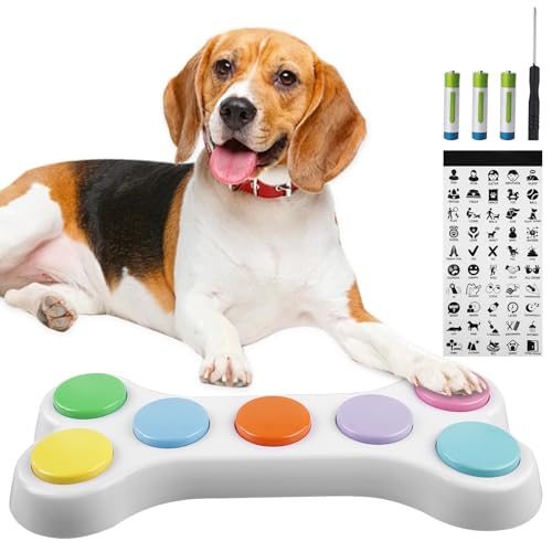 gomety hundeknopf-set 7 bunte kommunikationsknöpfe mit aufklebern für hunde