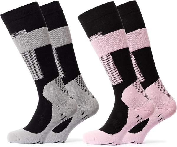 Kompressions Skisocken 2er Pack Herren & Damen Grau Pink 43-46 Model Taylor