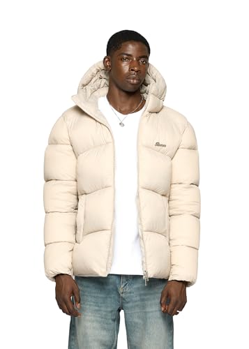 burocs puffer jacket herren glossy bone 2-wege reißverschluss innentasche nylon größe m