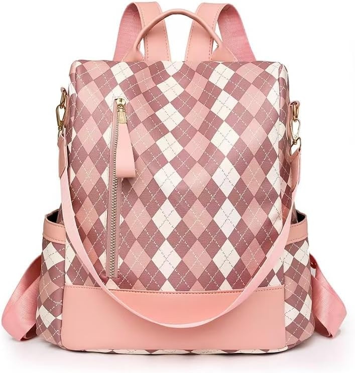 Produktbild: Damen Rucksack Schwarz Rosa Wasserdicht Casual Daypack für Uni Schule Arbeit