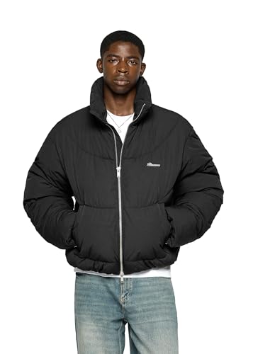 burocs puffer jacket schwarz herren 2-wege reißverschluss innentasche kordelzug größe s
