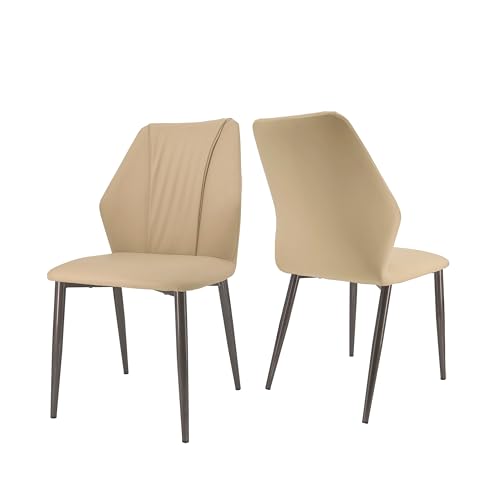 fativo esszimmerstühle 2er set leder, nordischer khaki küchenstuhl 150 kg belastbar