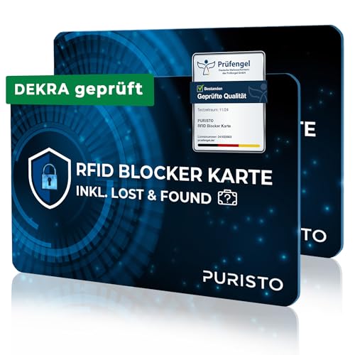 rfid blocker karte puristo 2er set mit lost & found service, nfc schutz