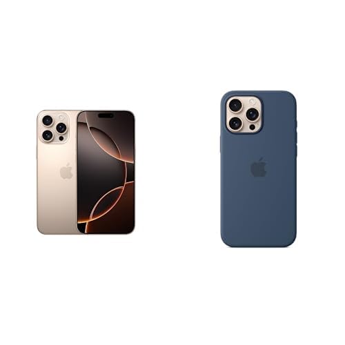apple iphone 16 pro max 512gb titanium desert sand mit silikoncase denim