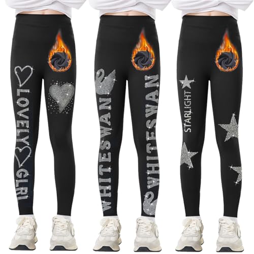 tilozs thermoleggings mädchen 3er-pack gefütterte warme high waist leggings 122-128