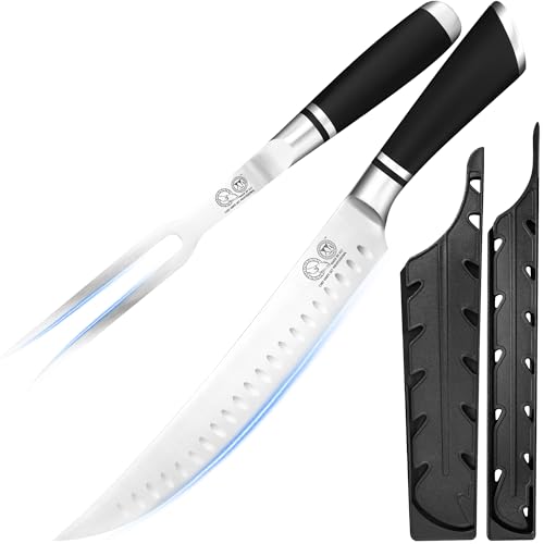 xyj carving messerset, 9,5 zoll fleischmesser und gabel, edelstahl küchenmesser für steak, truthahn, bbq