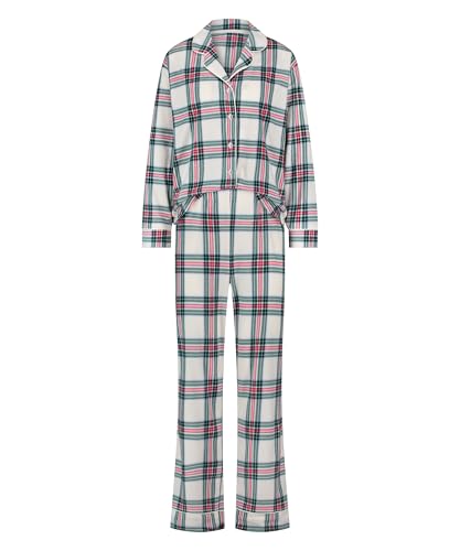 hunkemöller fleece pyjamaset weiß alyssum größe m