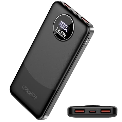 power bank 10000mAh 22.5W pd qc 3.0 schnelles aufladen usb c externes ladegerät schwarz