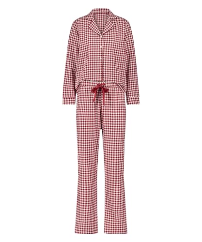 hunkemöller flannel pyjamaset rot dahlie xl