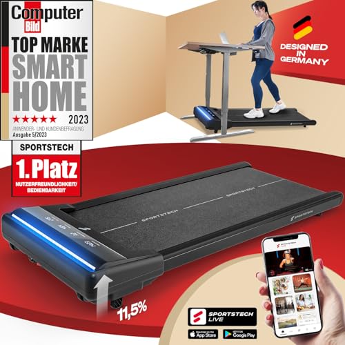 sWalk lite walking pad mit led bis 6 km/h für home office, platzsparend, bis 120 kg