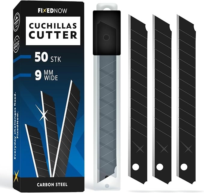 Produktbild: 50 x 9mm Cuttermesser Klingen schwarz aus japanischem Carbonstahl für Cutter