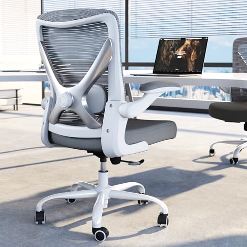 ergonomischer bürostuhl TRALT mit lendenwirbelstütze, gaming-stuhl, mesh-stuhl, grau-silber