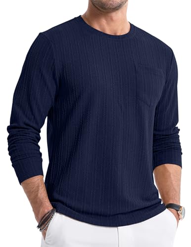 jmierr longsleeve herren langarmshirt rundhals pullover basic shirt blau L