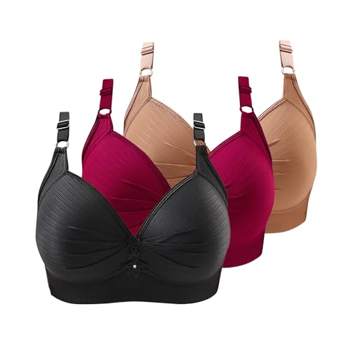 ZWDC BH Damen 3er Pack ohne Bügel, vollschalen, bequem, super push up, minimizer