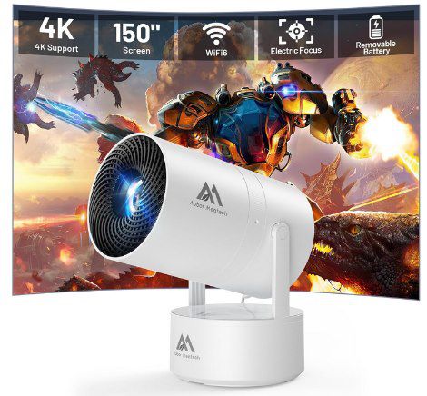 1080p akku beamer mit wifi6 und android, aubor mentech, 59,99 (statt 100)