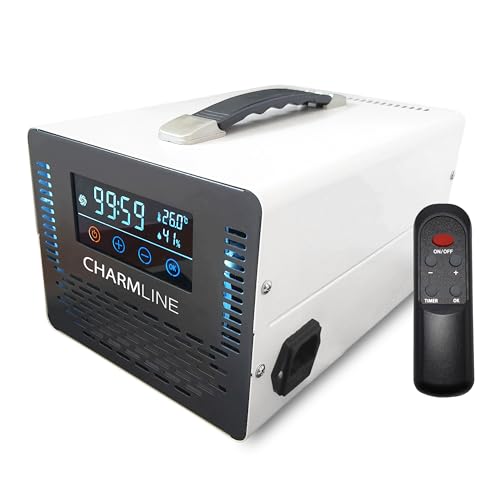 charmline ozone generator 40000 mg/h für luftreinigung, monitoring von temperatur und luftfeuchtigkeit, geeignet für auto, haus, küche, bad, haustierbereich