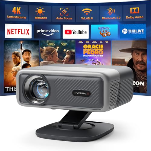 4K Beamer mit Netflix, 3D Dolby Audio, VISSPL, 28000 Lumen, WiFi6, Bluetooth, drehbar