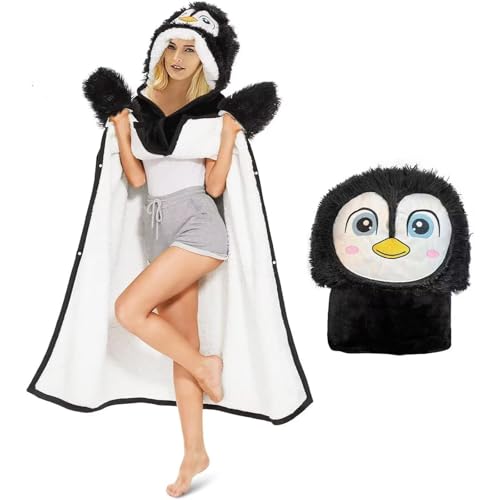 pinguin decke mit ärmeln für frauen - geschenke für beste freundin, schwester, mutter