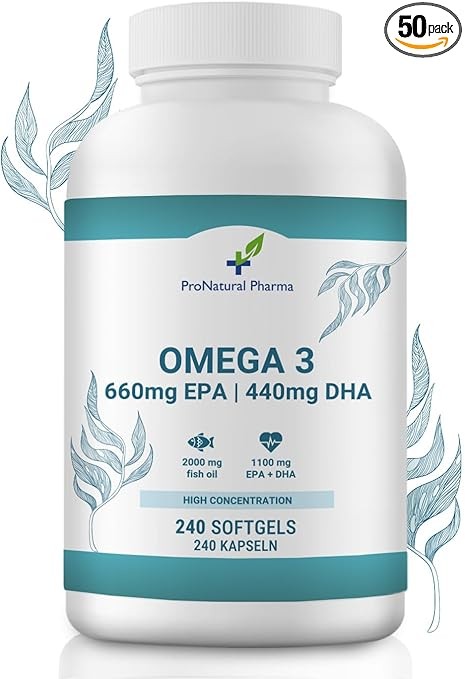 Omega 3 Kapseln 2000 mg | 240 Stück | 660 mg EPA, 440 mg DHA pro Portion